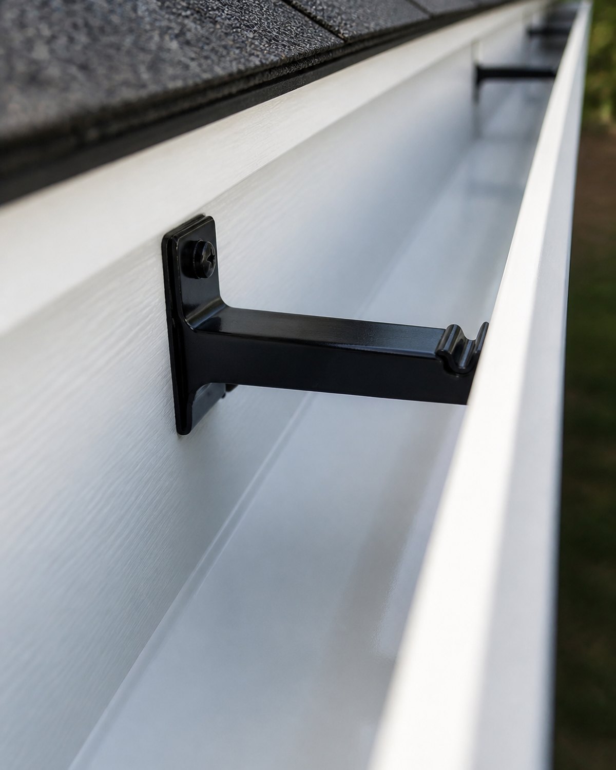 Hidden gutter hanger bracket fastened inside a new seamless gutter in Bowling Green, KY